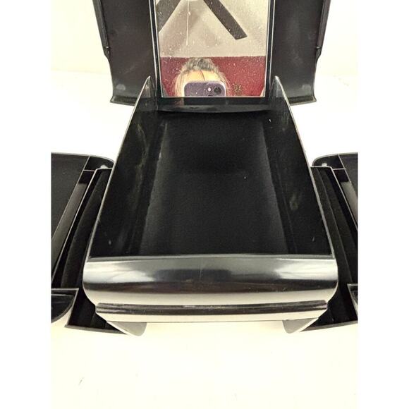 Vintage 1980s The Jewel Kit Expandable Fold-Out Jewelry Box Black USA Made - Picture 4 of 16
